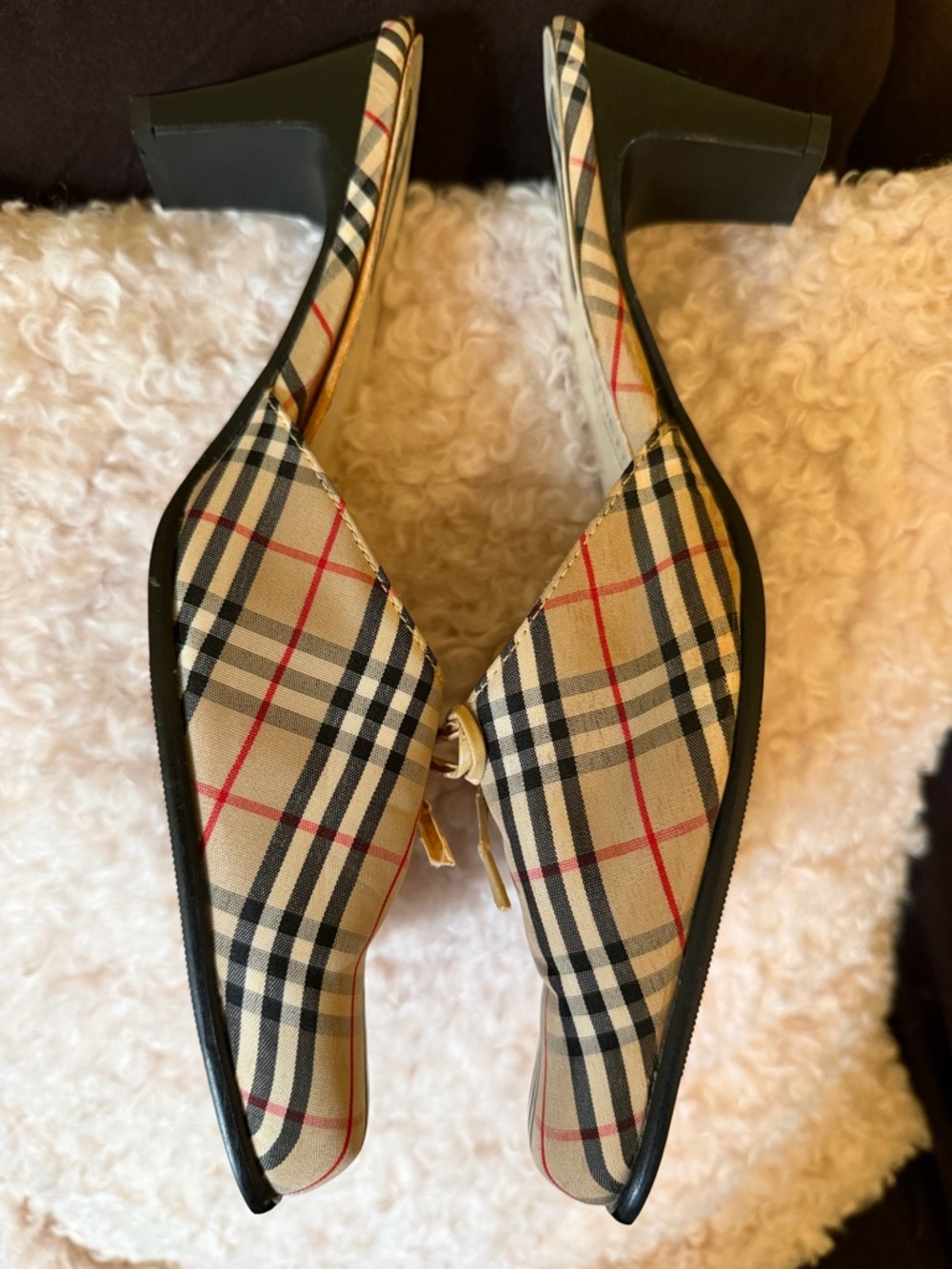 Vintage Rare Burberry Plaid Patterned Kitten Heel - Picture 4 of 5